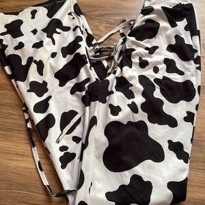 SHEIN Black and White Cow Print Joggers